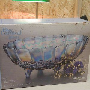 Blue Carnival Glass Bowl w/original box